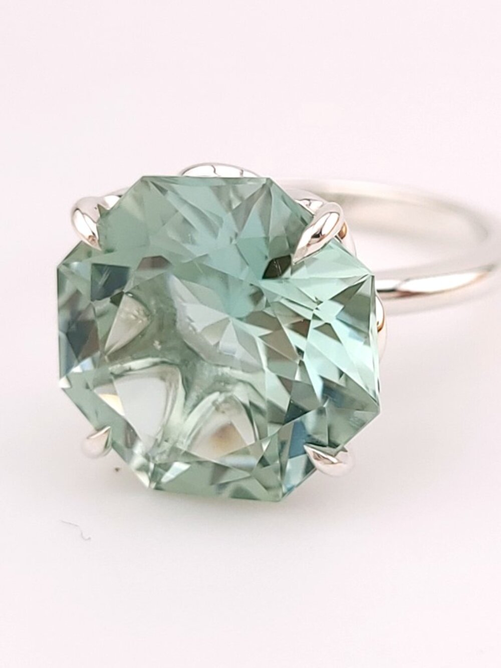Tiffany & Co. Sterling Silver Green Prasiolite  Sparklers Cocktail Flower Ring 6 - Picture 2 of 9